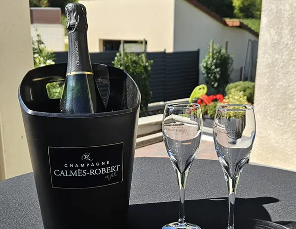 champagne Calmes Robert seau et coupes